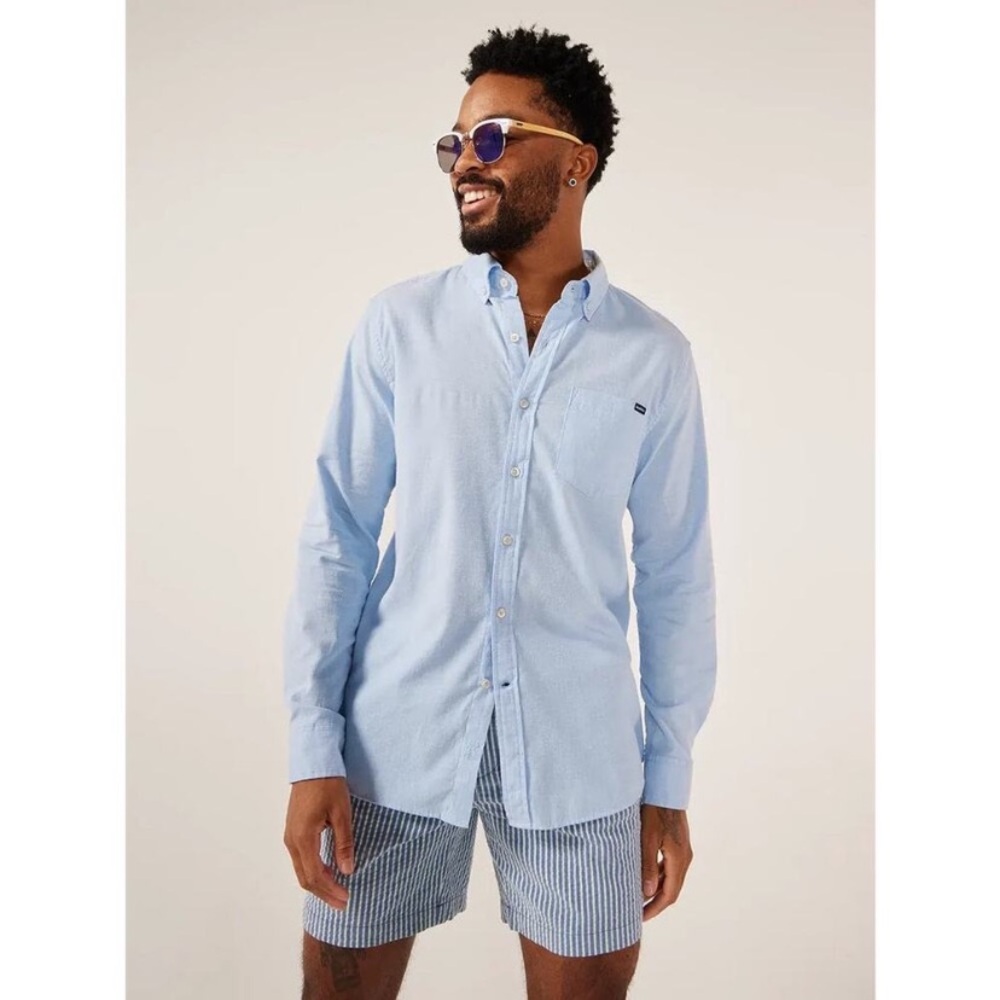 NWT Chubbies Long Sleeve Oxford The Buttoned Up Blue Size small Easter spring‎